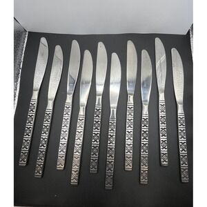Set Of 10 Ekco Eterna Montalo MCM Stainless Steel Flatware Dinner Knives Japan
